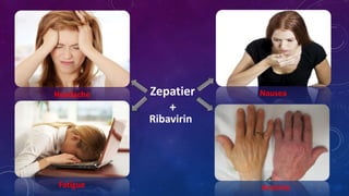 Fatigue
Headache Nausea
Anemia
Zepatier
+
Ribavirin
 