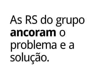 As RS do grupo
ancoram o
problema e a
solução.
 