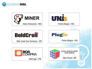MINER
      Belo Horizonte - MG   Porto Alegre - RS




São José dos Campos - SP       Porto Alegre - RS




                                 São Paulo- SP
            Maringá - PR
 