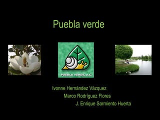 Puebla verde
Ivonne Hernández Vázquez
Marco Rodríguez Flores
J. Enrique Sarmiento Huerta
 