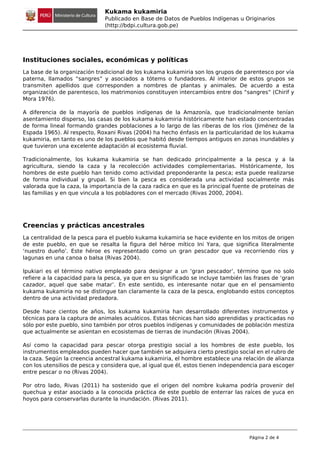 Kukama kukamiria
Publicado en Base de Datos de Pueblos Indígenas u Originarios
(http://bdpi.cultura.gob.pe)
Instituciones ...