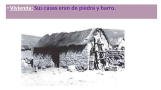 • Vivienda: Sus casas eran de piedra y barro.
 