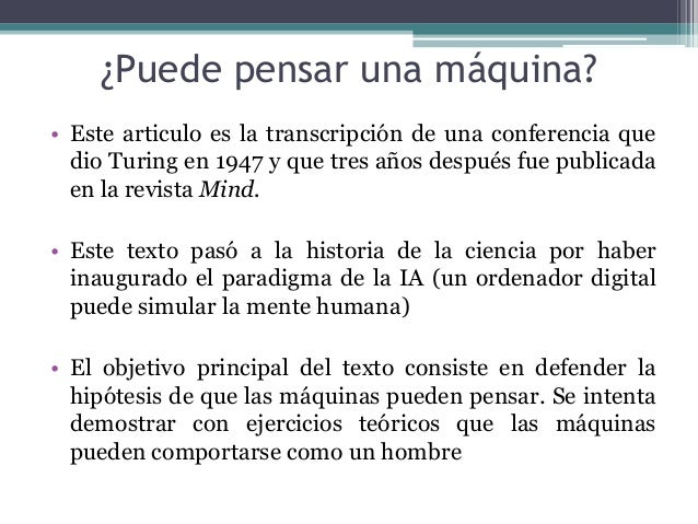 ¿Puede pensar una máquina?