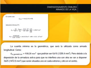 DIMENSIONAMIENTO |TABLERO
ARMADO DE LA VIGA.
 