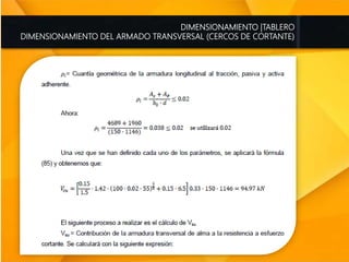 DIMENSIONAMIENTO |TABLERO
DIMENSIONAMIENTO DEL ARMADO TRANSVERSAL (CERCOS DE CORTANTE)
 