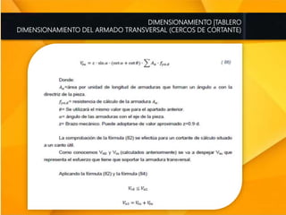 DIMENSIONAMIENTO |TABLERO
DIMENSIONAMIENTO DEL ARMADO TRANSVERSAL (CERCOS DE CORTANTE)
 