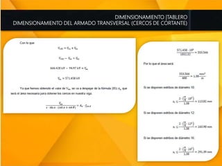 DIMENSIONAMIENTO |TABLERO
DIMENSIONAMIENTO DEL ARMADO TRANSVERSAL (CERCOS DE CORTANTE)
 