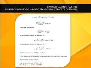 DIMENSIONAMIENTO |TABLERO
DIMENSIONAMIENTO DEL ARMADO TRANSVERSAL (CERCOS DE CORTANTE)
 