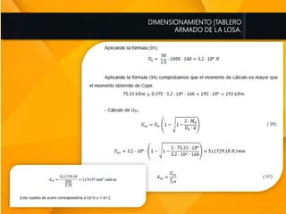 DIMENSIONAMIENTO |TABLERO
ARMADO DE LA LOSA.
 