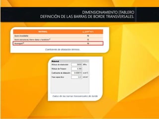 DIMENSIONAMIENTO |TABLERO
DEFINICIÓN DE LAS BARRAS DE BORDE TRANSVERSALES.
 