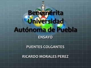 Benemérita
Universidad
Autónoma de Puebla
ENSAYO
PUENTES COLGANTES
RICARDO MORALES PEREZ

 