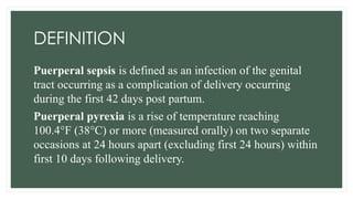 Clinical Presentation, Risk Factors, and Complications of Puerperal ...