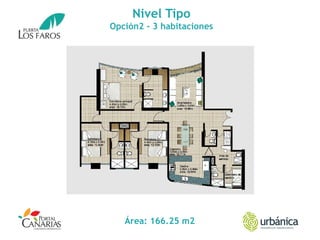 Nivel Tipo
Opción2 - 3 habitaciones
Área: 166.25 m2
 