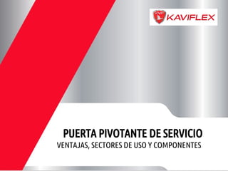 PUERTA PIVOTANTE DE SERVICIO
VENTAJAS, SECTORES DE USO Y COMPONENTES
 