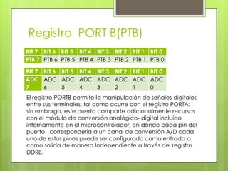 RESISTENCIA PULL-UPUna resistencia de Pull-Up consiste en una resistencia que se encuentra conectada internamente entre un pin en particular del puerto A y el terminal del positivo de alimentación o VDD, que en nuestro caso sería + 5 v. 