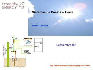 http://www.leonardo-energy.org/espanol/?p=99
Septiembre 09
Manuel Llorente
Sistemas de Puesta a Tierra
 