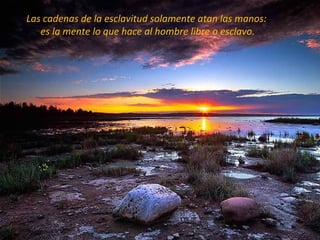 Las cadenas de la esclavitud solamente atan las manos:
   es la mente lo que hace al hombre libre o esclavo.
 