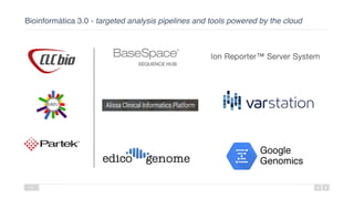Bioinformática 3.0 - targeted analysis pipelines and tools powered by the cloud
11
 