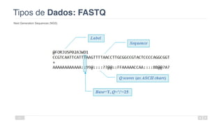 Tipos de Dados: FASTQ
Next Generation Sequences (NGS)
21
 