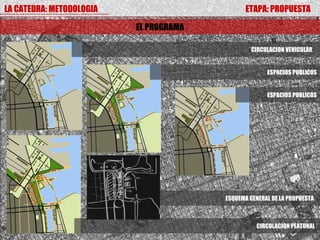 LA CATEDRA: METODOLOGIA                        ETAPA: PROPUESTA

                          EL PROGRAMA

                                                 CIRCULACION VEHICULAR


                                                      ESPACIOS PUBLICOS


                                                      ESPACIOS PUBLICOS




                                        ESQUEMA GENERAL DE LA PROPUESTA



                                                  CIRCULACION PEATONAL
 