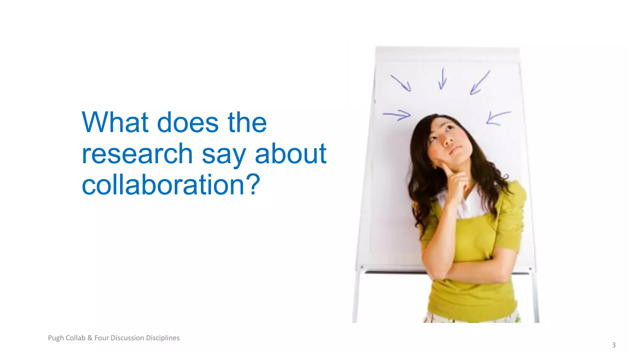 What does the
research say about
collaboration?
3
Pugh Collab & Four Discussion Disciplines
 