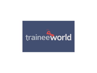 Saturday, October 20, 12

Trainee World
para o trainee: ajuda a se destacar no mercado a partir do vídeo CV
para o recrutador: acelera e barateia o custo de contratar utilizando ﬁltros e vídeo CV
 