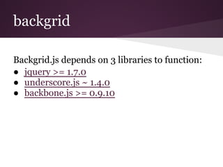 Datagrids with Symfony 2, Backbone and Backgrid | PPT