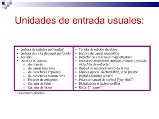 Unidades de entrada usuales:
 