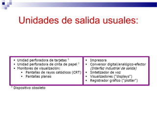 Unidades de salida usuales:
 