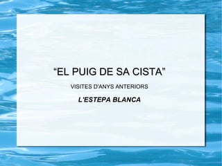 “EL PUIG DE SA CISTA”
   VISITES D'ANYS ANTERIORS

     L'ESTEPA BLANCA
 
