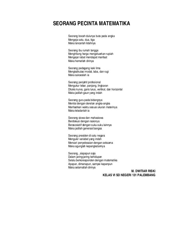 Puisi Matematika Sd Kumpulan Puisi Terbaik