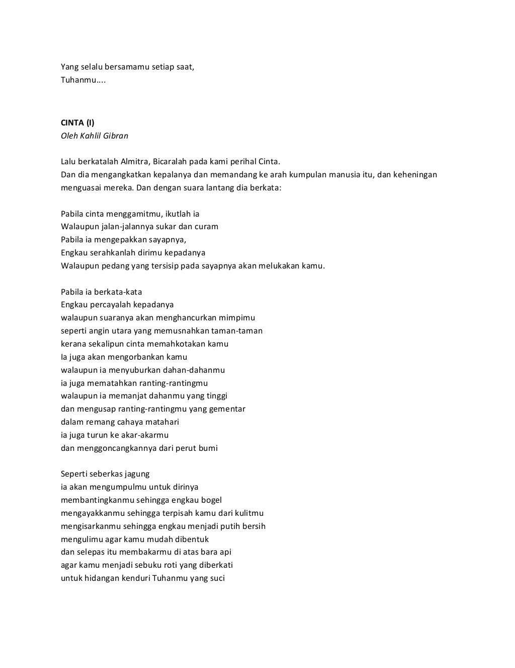 Puisi Kahlil Gibran 1