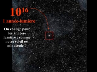 On change pour les années-lumière : comme notre soleil est minuscule !  10 16 1 année-lumière 