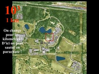 On change pour les kilomètres ! D’ici on peut sauter en parachute ! 10 3 1 km 