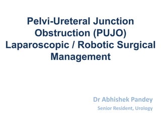 Pelvi-Ureteral Junction
Obstruction (PUJO)
Laparoscopic / Robotic Surgical
Management
Dr Abhishek Pandey
Senior Resident, Urology
 