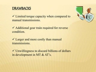 PPT ON CONTINUOUSLY VARIABLE TRANSMISSION CVT by Pukhraj Palariya | PPTX