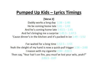 Pumped Up Kicks - Lyric Timings
