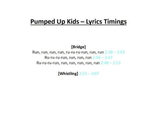 Pumped Up Kicks - Lyric Timings