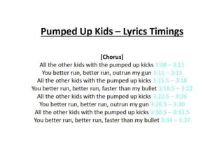 Pumped Up Kicks - Lyric Timings