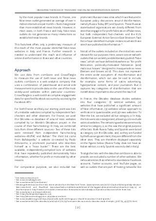 MEASURING THE REACH OF “FAKE NEWS” AND ONLINE DISINFORMATION IN EUROPE
| 2 |
by the most popular news brands. In France, o...