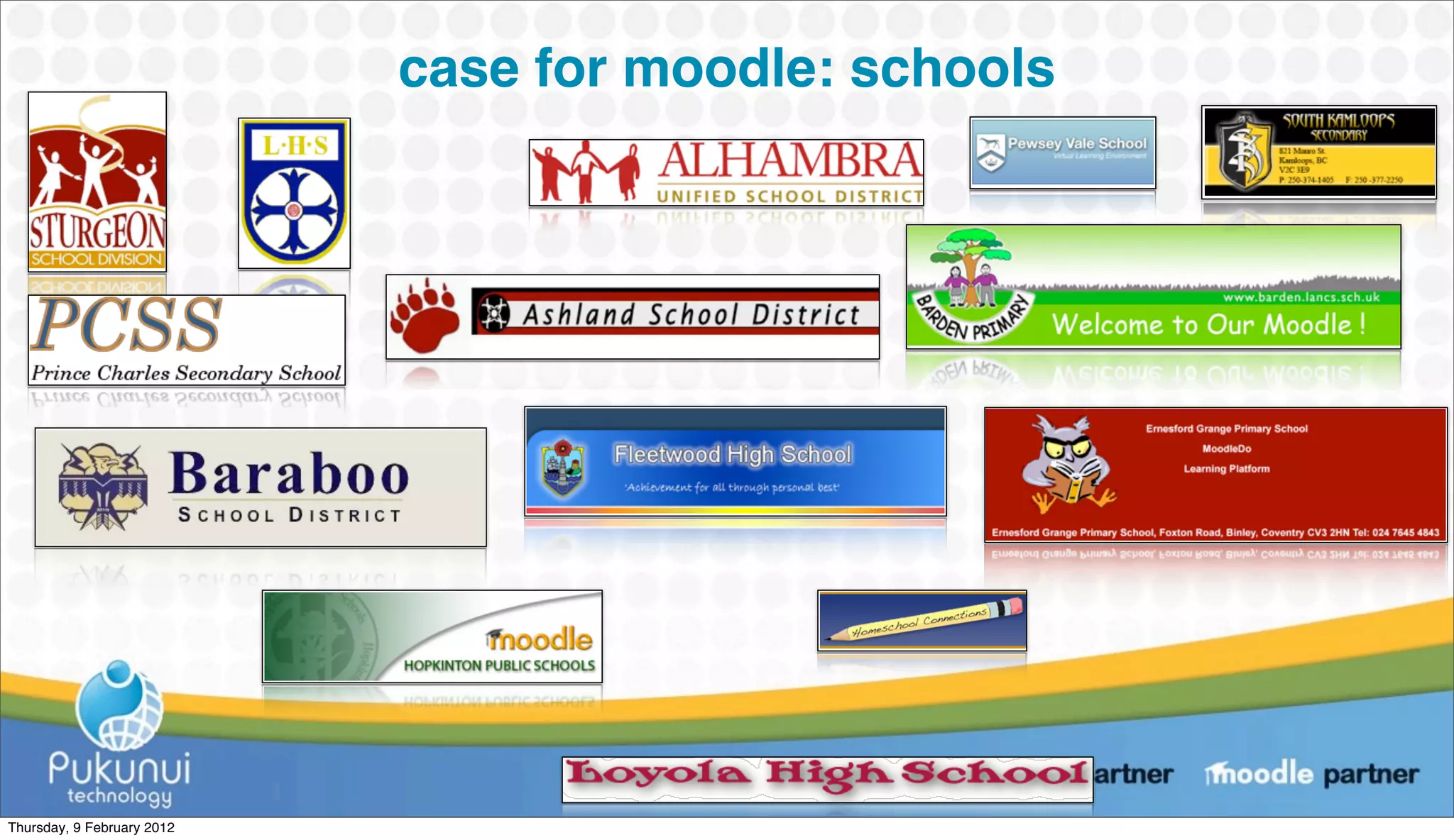 case for moodle: schools




Thursday, 9 February 2012
 