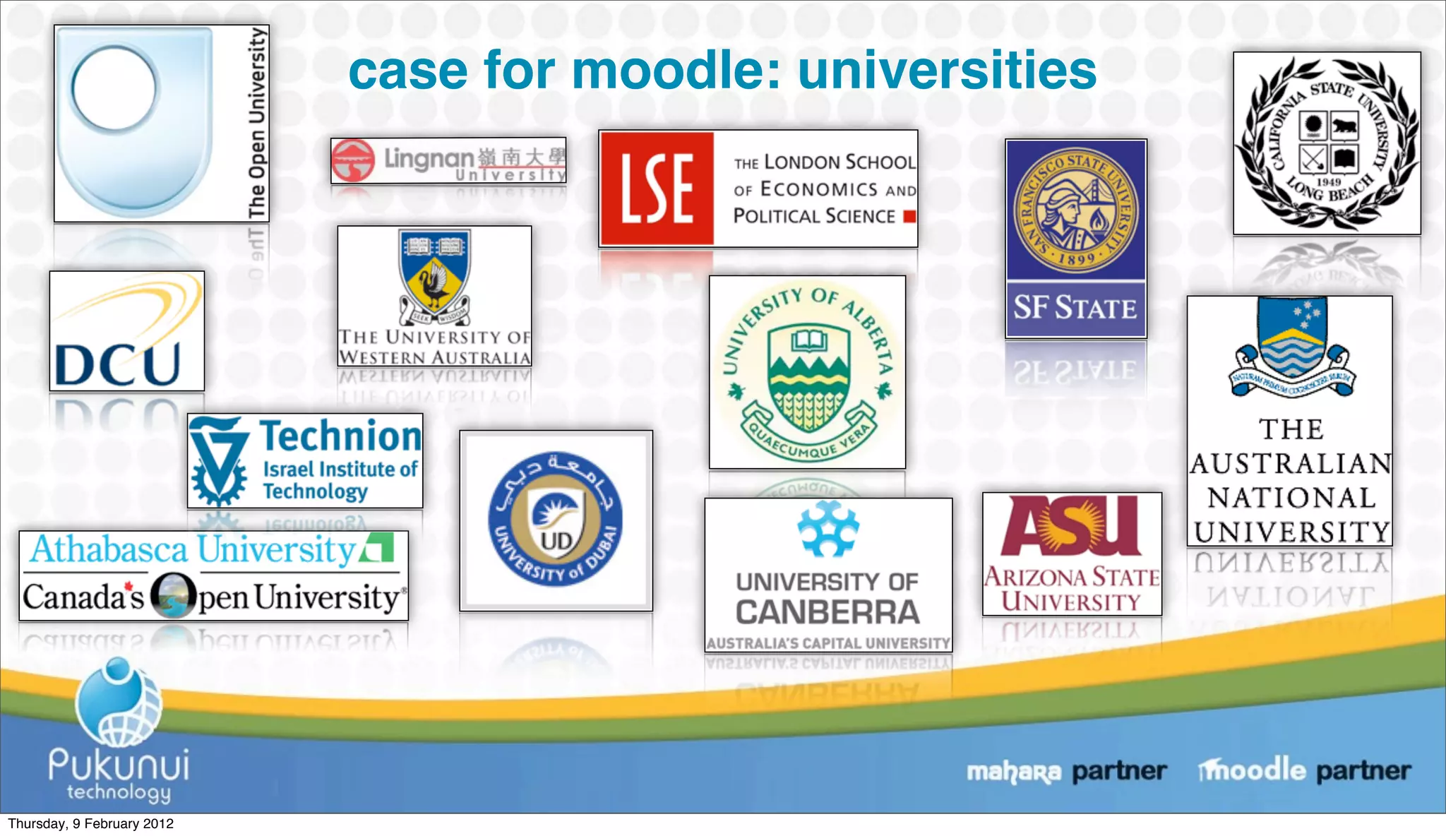 case for moodle: universities




Thursday, 9 February 2012
 