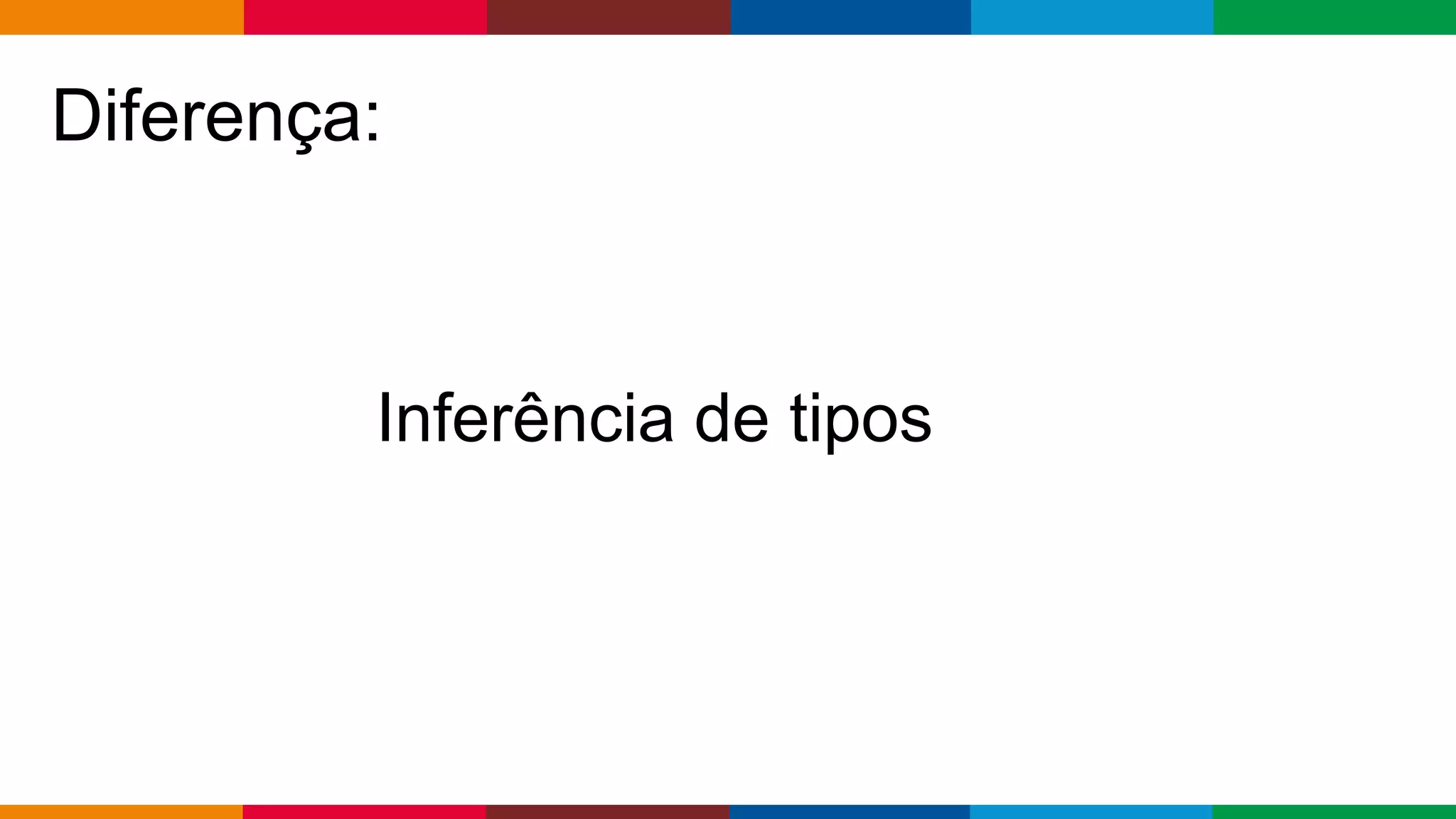 Globalcode – Open4education
Diferença:
Inferência de tipos
 