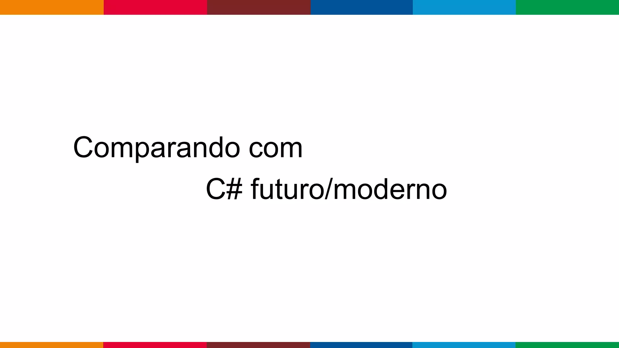 Globalcode – Open4education
Comparando com
C# futuro/moderno
 