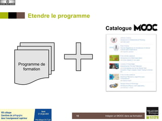 Etendre le programme
5 juin 2015 Intégrer un MOOC dans sa formation15
Programme de
formation
Catalogue
 