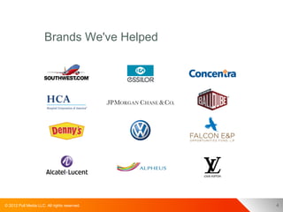Brands We've Helped




© 2012 Pull Media LLC. All rights reserved.   4
 