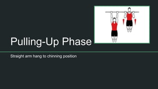 Pulling-Up Phase
Straight arm hang to chinning position
 
