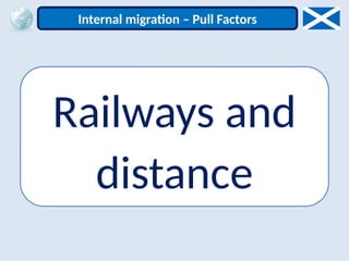 Railways and
distance
Internal migration – Pull Factors
 