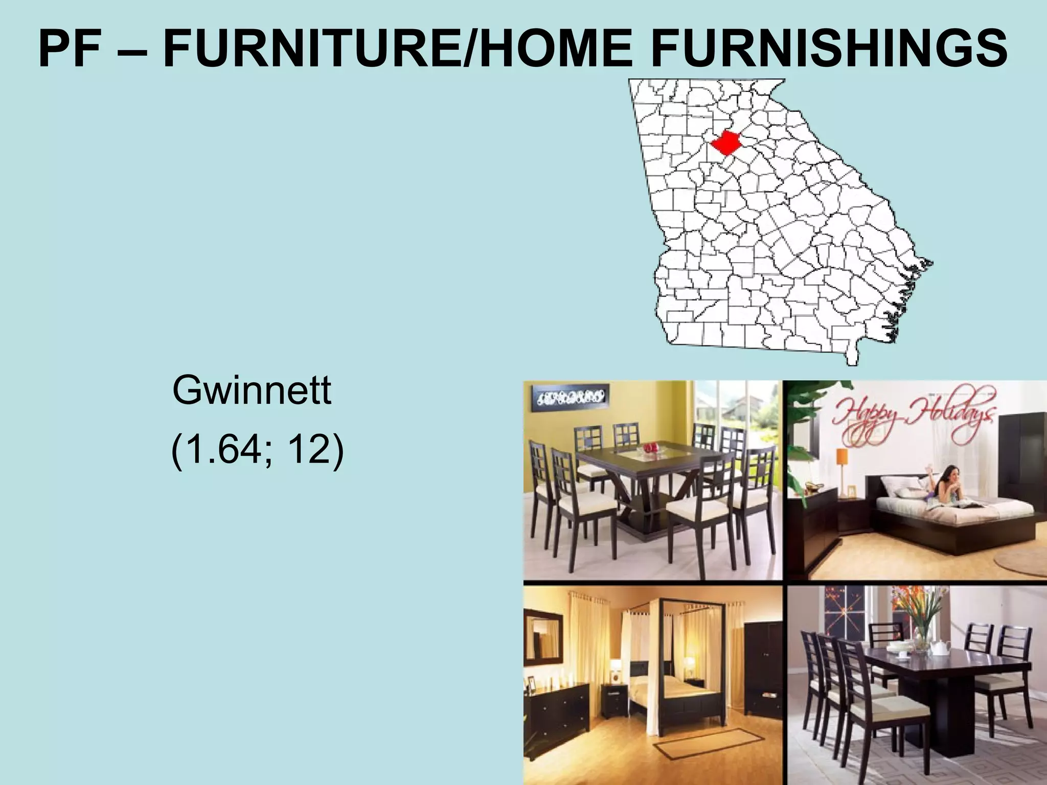 PF – FURNITURE/HOME FURNISHINGS

Gwinnett
(1.64; 12)

 
