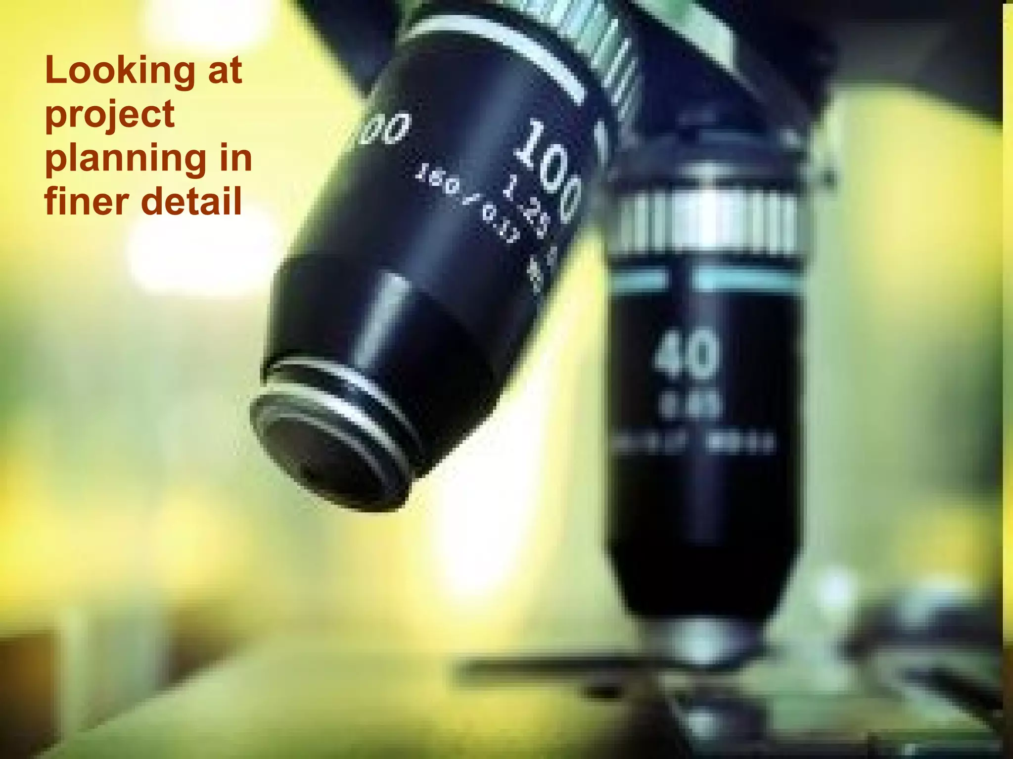 Looking at project planning in finer detail 